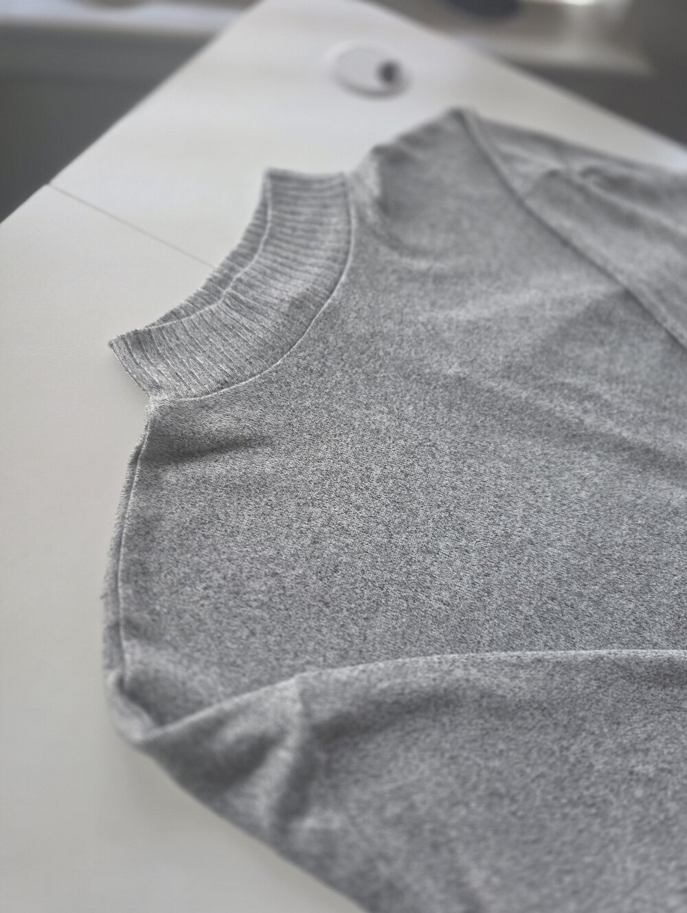 Heather Grey Ribbed Mock Neck Cropped Sweater Top with Side Slits